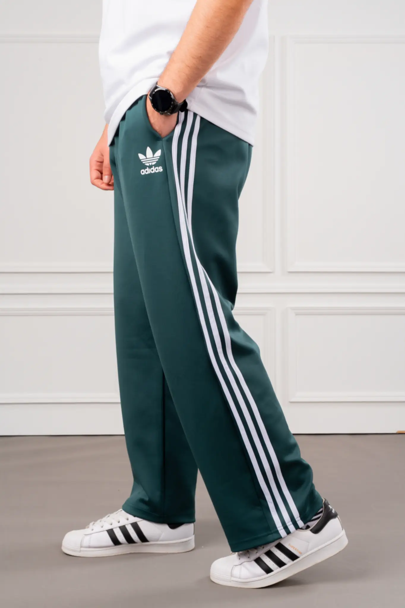 بنطلون Adidas wide leg خامه مستورده (L 75/85, اسود)